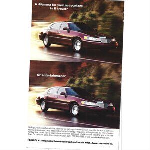 Vintage Lincoln Town Car Advertisement Print 1997 Luxury Sedan